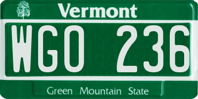 VT license plate WGO236