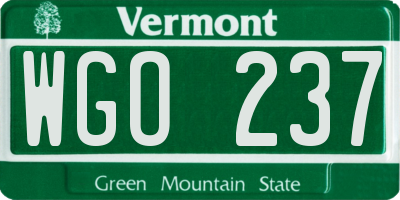 VT license plate WGO237