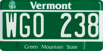 VT license plate WGO238