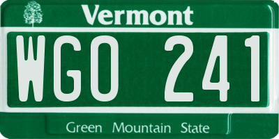 VT license plate WGO241