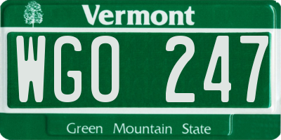 VT license plate WGO247