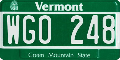 VT license plate WGO248