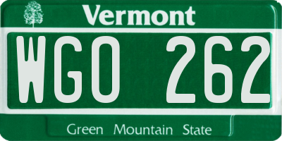 VT license plate WGO262