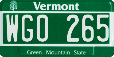 VT license plate WGO265