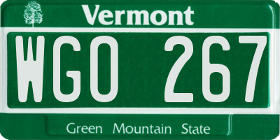 VT license plate WGO267
