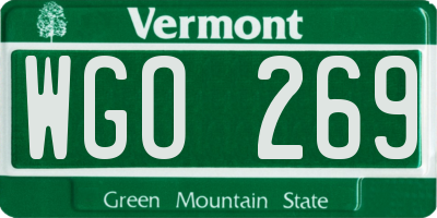 VT license plate WGO269
