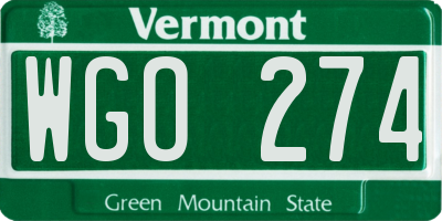 VT license plate WGO274