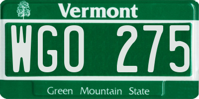 VT license plate WGO275