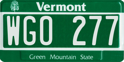 VT license plate WGO277