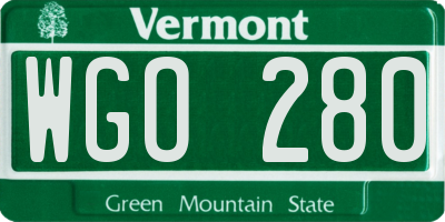 VT license plate WGO280