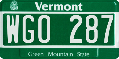 VT license plate WGO287