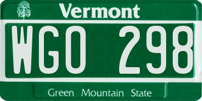 VT license plate WGO298