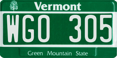 VT license plate WGO305