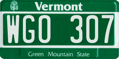 VT license plate WGO307