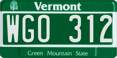 VT license plate WGO312