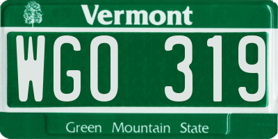 VT license plate WGO319