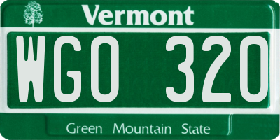 VT license plate WGO320