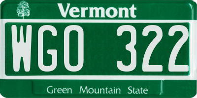 VT license plate WGO322