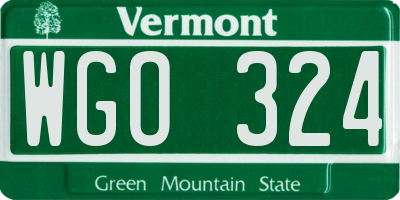 VT license plate WGO324