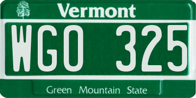 VT license plate WGO325