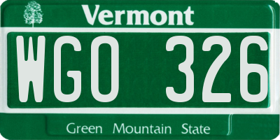 VT license plate WGO326