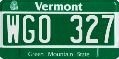 VT license plate WGO327
