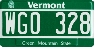 VT license plate WGO328
