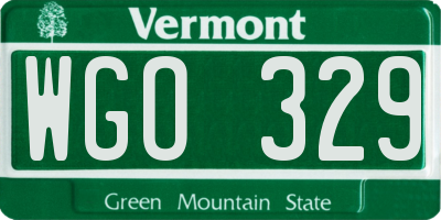 VT license plate WGO329