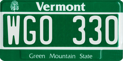 VT license plate WGO330