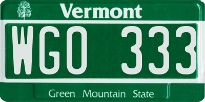 VT license plate WGO333