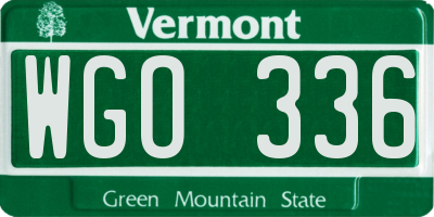 VT license plate WGO336