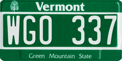 VT license plate WGO337