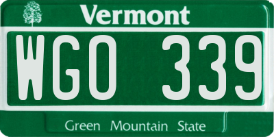 VT license plate WGO339