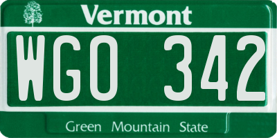 VT license plate WGO342