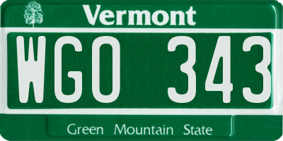 VT license plate WGO343