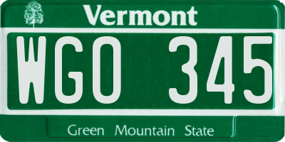 VT license plate WGO345