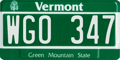 VT license plate WGO347