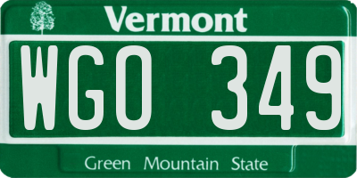 VT license plate WGO349
