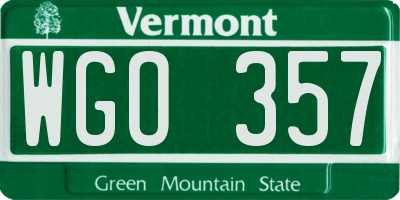 VT license plate WGO357
