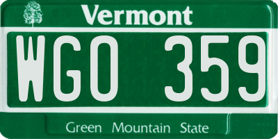 VT license plate WGO359