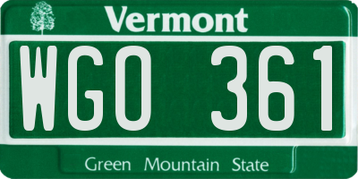 VT license plate WGO361