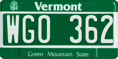 VT license plate WGO362