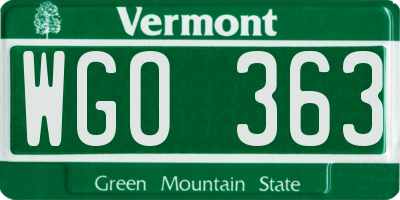 VT license plate WGO363