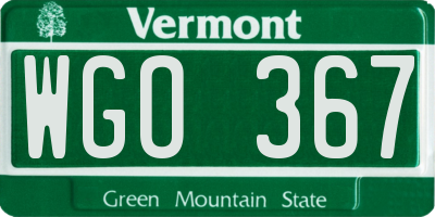 VT license plate WGO367