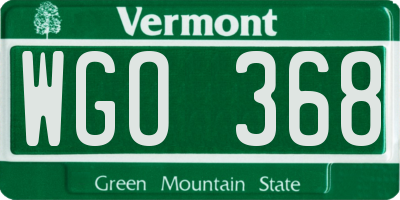 VT license plate WGO368
