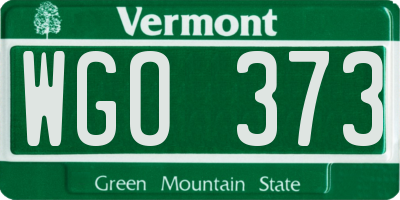 VT license plate WGO373