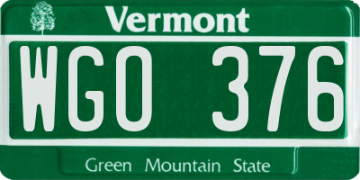 VT license plate WGO376
