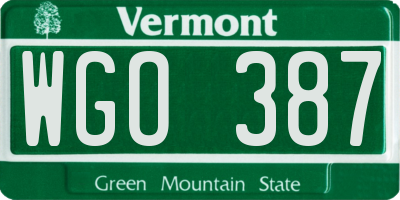 VT license plate WGO387