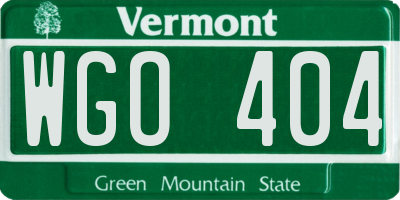 VT license plate WGO404