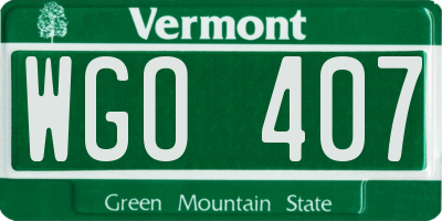 VT license plate WGO407